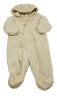 Smetanová chlupatá podšitá kombinéza s kapucí Lindex