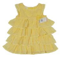 Nové - Žluté kytičkované šifonové šaty s volánky Little Wonders 
