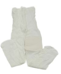 Nové - Bílé silonové punčocháče s puntíky 