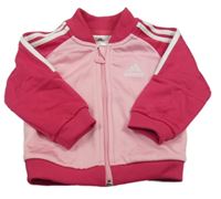 Světlerůžovo-růžová propínací sportovní mikina s logem Adidas 