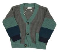 Šedo-zelený propínací svetr S. Oliver