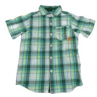 Zeleno-bílá kostkovaná košile s nápisem Blue Seven 