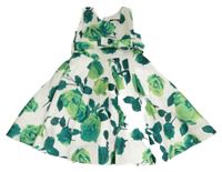 Bílé šaty se zlelenými květy a mašlíMack 