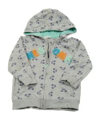 Šedá melírovaná propínací mikina s auty a kapucí M&Co.