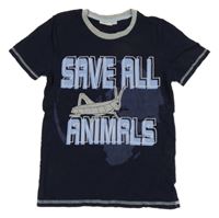 Tmavomodré tričko s nápisem a kobylkou Kids 