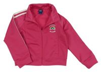 Růžová propínací mikina s duhou a proužky Osh Kosh