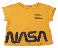 Oranžové crop tričko s nápisy NASA H&M