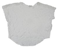 Bílé oversize crop tričko s krajkou H&M