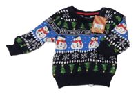 Nové - Černý vzorovaný vánoční svetr s obrázky Primark 