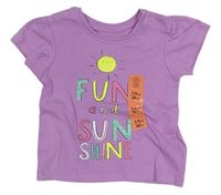 Levandulové tričko s nápisy a sluníčkem PRIMARK