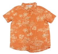 Oranžová košile s tygry a palmami zn. H&M
