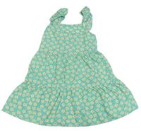Světletyrkysové plátěné letní šaty s volánky PRIMARK