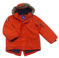 Červená šusťáková pod/zimní parka s PAW PATROL a kapucí s kožešinou George