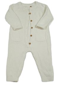 Bílý žebrovaný pletený overal George