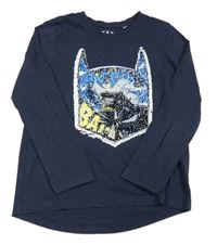 Tmavomodré melírované triko s Batmanem z překlápěcích flitrů C&A