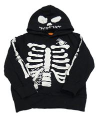 Černá mikina s kostmi a pavouky a kapucí Kiki&Koko