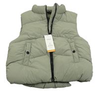 Nové - světlekhaki prošívaná šusťáková zateplená vesta M&S