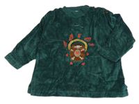 Smaragdová sametová mikina s ježečkem 