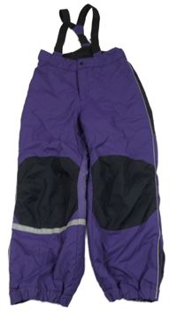 Tmavofialovo-černé šusťákové zimní oteplovačky odepínacími kšandami H&M