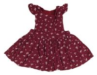 Vínová manšestrová laclová sukně s kytičkami a volánky Matalan