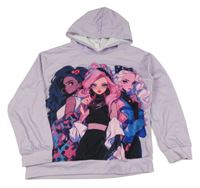 Světlefialová mikina s dívkami a kapucí SHEIN