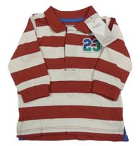 Nové - rezavo-bílá pruhovaná mikina s číslem a límečkem M&S