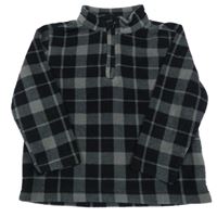 Černo-šedá kostkovaná fleecová mikina TEX