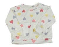 Bílá teplá mikina s barevnými srdíčky Shein