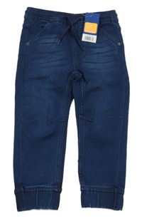 Nové - tmavomodré cuff teplákové rifle lupilu