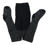 Černo-stříbrné žebrované punčocháče PRIMARK