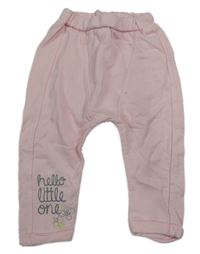 Světlerůžové turecké tepláky s nápisy a květy Hippil