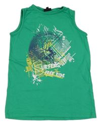 Zelené tílko se surfařem a nápisy one by one