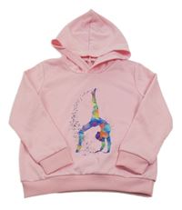 Světlerůžová mikina s gymnastkou a kapucí 