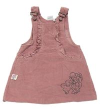 Starorůžové manšestrové šaty s pony a volánky coolclub