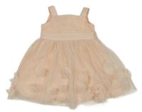 Světlebroskvové tylové slavnostní šaty s poupátky Monsoon