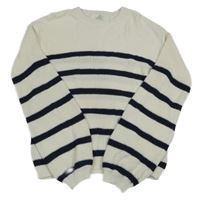 Bílo-tmavomodrý pruhovaný žebrovaný oversize svetr H&M