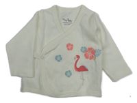 Bílé zavinovací propínací triko s plameňákem a květy For My Baby