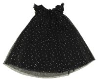 Černé tylové šaty s hvězdičkami a volánky H&M