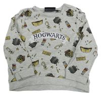 Světlešedá melírovaná mikina s obrázky - Harry Potter 
