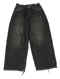 Černé super baggy waist rifle s prošoupáním H&M