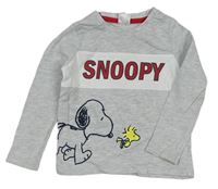 Světlešedo-bílé triko se Snoopym