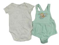 2set - Mátové laclové kraťasy s Dumbem + bílé body zn. Disney
