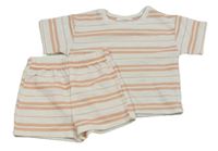 2set - Bílo-růžové pruhované tričko + kraťasy Primark