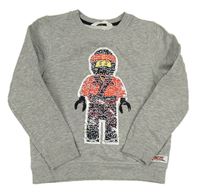 Šedá melírovaná mikina s Lego Ninjago z překlápěcích flitrů H&M