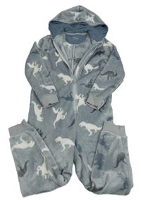Šedá chlupatá kombinéza s dinosaury a kapucí M&S