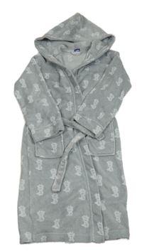 Šedý chlupatý župan s žirafami a kapucí Lupilu