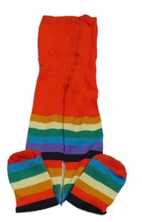 Červeno-barevné pruhované punčocháče