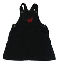 Černé manšestrové laclové šaty se srdcem a hvězdami Tu