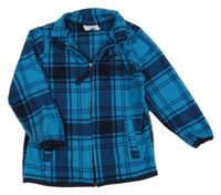 Modrozeleno-petrolejová kostkovaná fleecová mikina s nápisem Topolino