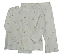 2set - Bílé žebrované propínací triko s medvědy + lehké tepláky Dunnes